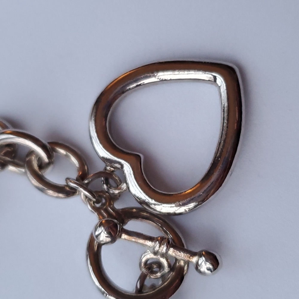 Silvertone Toggle Heart Bracelet - image 2